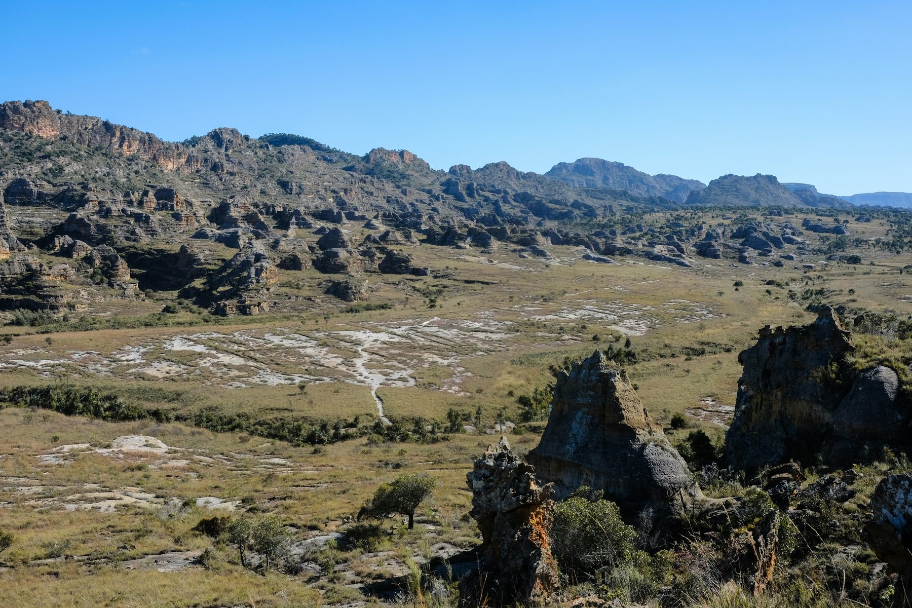 Eroded sandstone ridges and rock formations in Isalo National Park